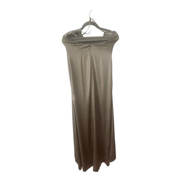 Michael Costello REVOLVE Ailana Gown Satin Adjustable Strap Side Slit Gray Small - Picture 9 of 14